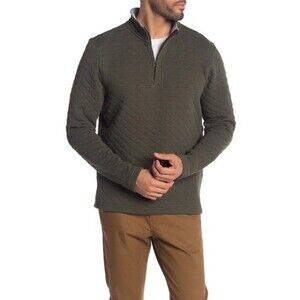 Tailor Vintage Men's Zip Quilted Knit Pullover Sweater Forest Green Size XL $138